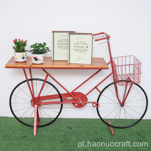 bicicleta prateleira de madeira prateleira antiga loja de flores